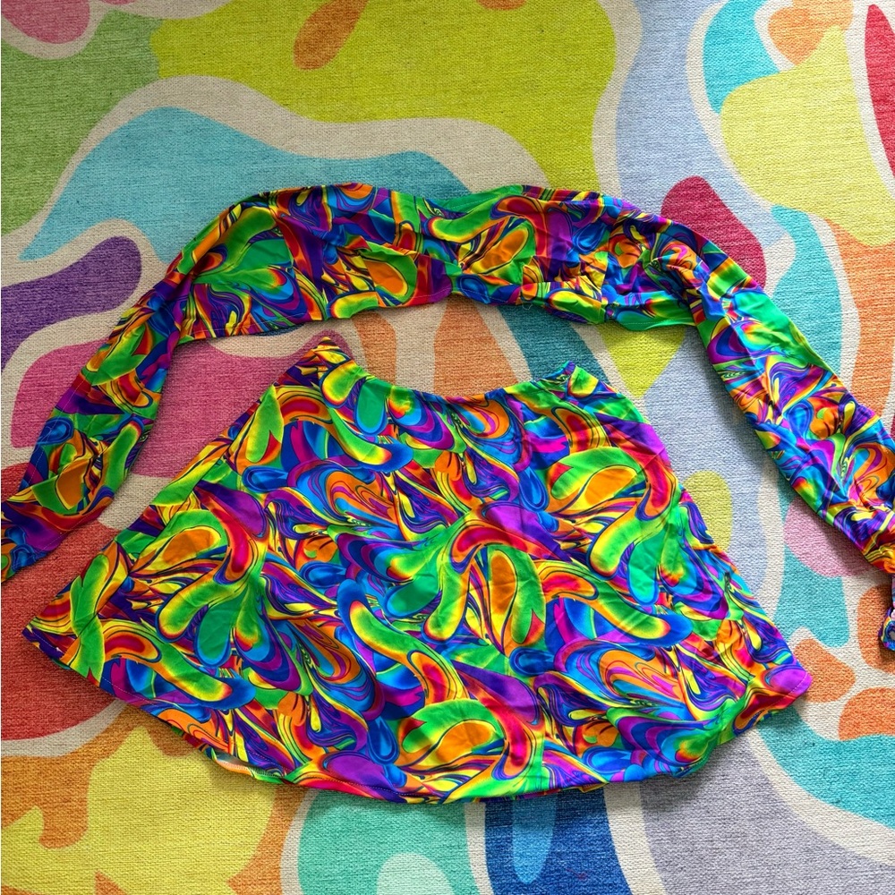 Colorful Swirl Skirt and Top Set